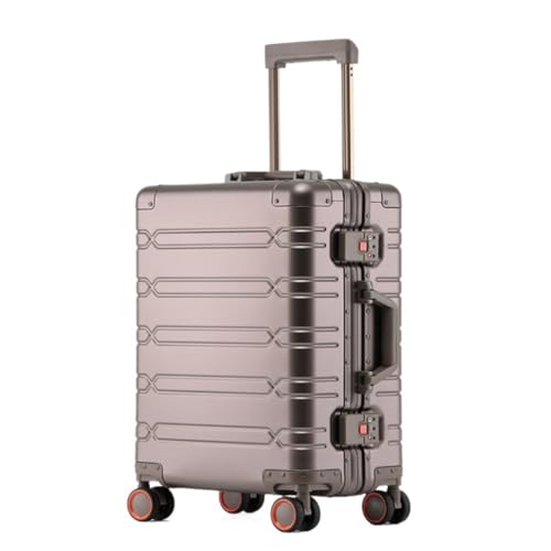 Reisekoffer Vollaluminium-Koffer Aus Magnesiumlegierung, Universalrad, Hochwertiger Trolley-Koffer Mit Aluminiumrahmen, 20-Zoll-Koffer Trolley (Color : Gold, Size : 20in) von SFYYML