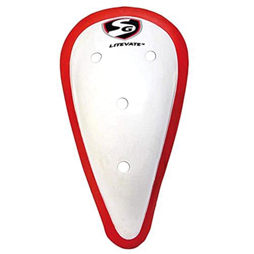 SG ACE Cricket Abdominal Guard (White, Size: Youth) | Material: Plastic | for Workout, Gym, Cricket and Other Sports | Border Bound with Foam casing von SG