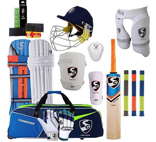 SG Brand Cricket Komplettset mit Zubehör in voller Größe (ideal für Seniorspieler) Cricket Full Kit von SG