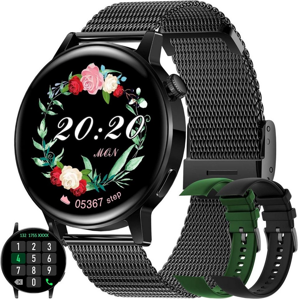 SGDDFIT Smartwatch (1,36 Zoll, Android, iOS), mit Telefonfunktion SpO2 Pulsmesser Schlafmonitor Menstruationszyklus von SGDDFIT