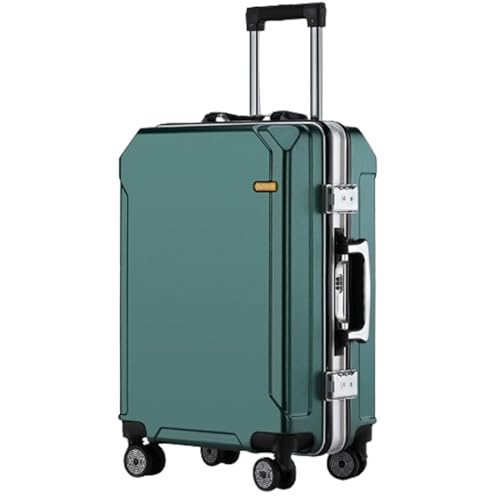 Kratz- und druckfester Koffer, Ladeanschluss Passwortsperre Höhenverstellbarer Trolley Koffer für Geschäftsreisen(Green Silver Frame D)(Green Silver Frame D) von SGKOMN