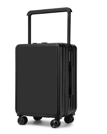 SGKOMN Breiter Trolley-Koffer mit Ladeanschluss, Haken für Geschäftsreisen und Reisen (schwarz, 66 cm) von SGKOMN