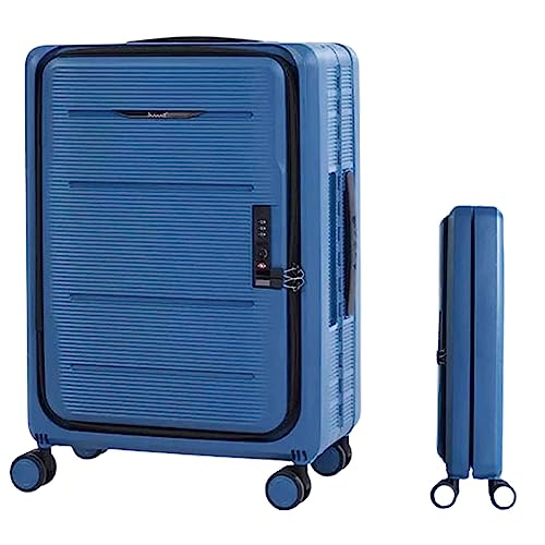 SGKOMN Faltkoffer, 3-Gang-verstellbarer Trolley, Handgepäckkoffer, Frontlader-Koffer mit Spinnrollen, Boarding-Koffer (Blau, 50,8 cm) von SGKOMN