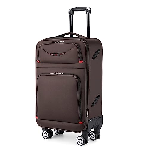 SGKOMN Gepäck mit Rollen, verschleißfester Handgepäckkoffer aus Oxford-Stoff, einziehbarer Trolley-Koffer, Geschäftsreisekoffer(Coffee 22inch) von SGKOMN