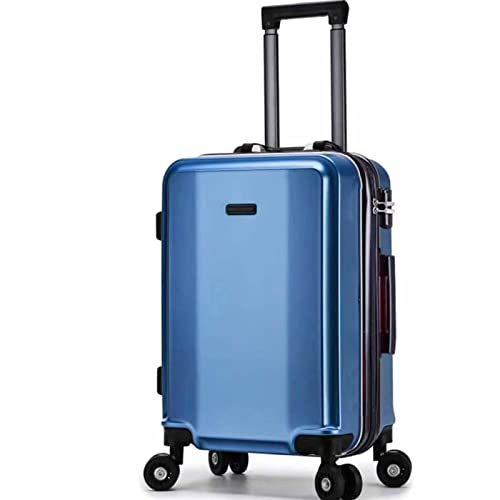 SGKOMN Koffer mit Passwort und Aluminiumrahmen und Doppelschnalle, Universal-Trolley mit Rädern, externes Laden, intelligentes Gepäck mit großem Fassungsvermögen(Blue 44 * 68 * 28CM) von SGKOMN