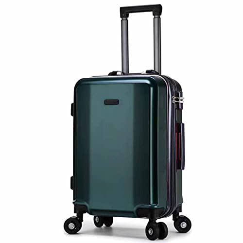 SGKOMN Koffer mit Passwort und Aluminiumrahmen und Doppelschnalle, Universal-Trolley mit Rädern, externes Laden, intelligentes Gepäck mit großem Fassungsvermögen(Green 44 * 68 * 28CM) von SGKOMN