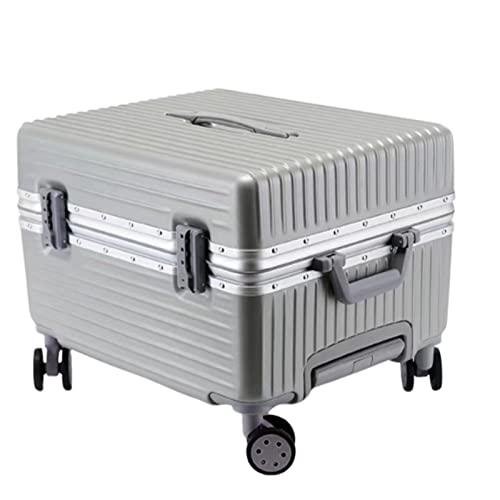 SGKOMN Trolley-Koffer, Trinity-Zahlenschloss mit großer Kapazität, 360 ° stummes Universalrad, mit DREI Geschwindigkeiten Verstellbarer Koffer(Silver 37 * 33 * 45CM) von SGKOMN