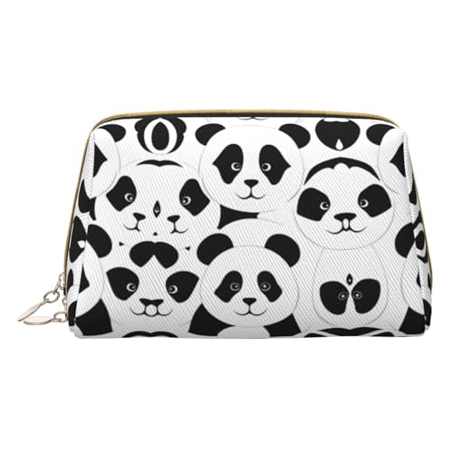 Panda Make-up-Tasche für Reisen, Leder-Kosmetiktasche, tragbare Kulturbeutel, Kosmetikkoffer für Damen und Herren, weiß, Einheitsgröße von SGZLZBWK