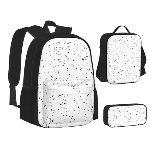 Schultasche, Lunch-Tasche, Federmäppchen, Set für Schule, Camping, Reisen, Schwarz / Weiß, Schwarz , Einheitsgröße von SGZLZBWK