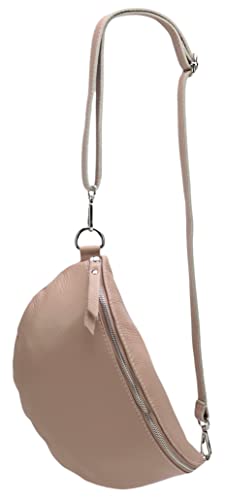 SH Leder ® echt Leder Hüfttasche Damen Herren Unisex Gürteltasche für Festival Reise Bauchtasche große Crossbody Bag Frauen Ledertasche 30x18cm Lala G399 (Nude) von SH Leder