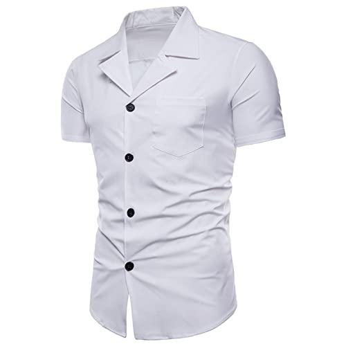 Business Kurzarmhemd Für Herren - Sommer Männer Klassische Regular Fit Hemd Business Anzug Kragen Atmungsaktive Vollfarbe Kurzarm Daily Formal Hemd, Weiß, M Business Kurzarmhemd Für Herren - Sommer Männer Klassische Regular Fit Hemd Business Anzug Kragen Atmungsaktive Vollfarbe Kurzarm Daily Formal Hemd, Weiß, M von SHACE