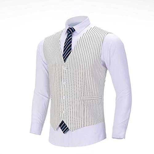 SHACE Herren Anzugweste - Herbst Männer V Hals Nadelstreifen Weiße Anzug Weste Formale Business Party Weste Hochzeit Trauzeugen Plus Size Weste, Weiß, S SHACE Herren Anzugweste - Herbst Männer V Hals Nadelstreifen Weiße Anzug Weste Formale Business Party Weste Hochzeit Trauzeugen Plus Size Weste, Weiß, S von SHACE