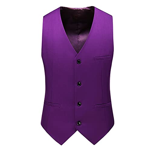 SHACE Herren Anzugweste - Herren Regular Fit Lässig Hohe Qualität Einfarbig Einreihig Schlank Große Größe Business V-Ausschnitt Weste Weste Mehrere Taschen,Lila,6XL SHACE Herren Anzugweste - Herren Regular Fit Lässig Hohe Qualität Einfarbig Einreihig Schlank Große Größe Business V-Ausschnitt Weste Weste Mehrere Taschen,Lila,6XL von SHACE