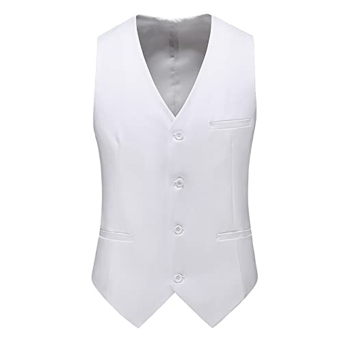 SHACE Herren Anzugweste - Herren Regular Fit Lässig Hohe Qualität Einfarbig Einreihig Schlank Große Größe Business V-Ausschnitt Weste Weste Mehrere Taschen,Weiß,L SHACE Herren Anzugweste - Herren Regular Fit Lässig Hohe Qualität Einfarbig Einreihig Schlank Große Größe Business V-Ausschnitt Weste Weste Mehrere Taschen,Weiß,L von SHACE