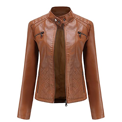 SHADIOA 2021 Lederjacke Damen Reißverschlüsse Frühling Herbst Damen PU Lederjacke Schlank Motor Biker Mantel Weibliche Übergroße,Camel,3XL SHADIOA 2021 Lederjacke Damen Reißverschlüsse Frühling Herbst Damen PU Lederjacke Schlank Motor Biker Mantel Weibliche Übergroße,Camel,3XL von SHADIOA