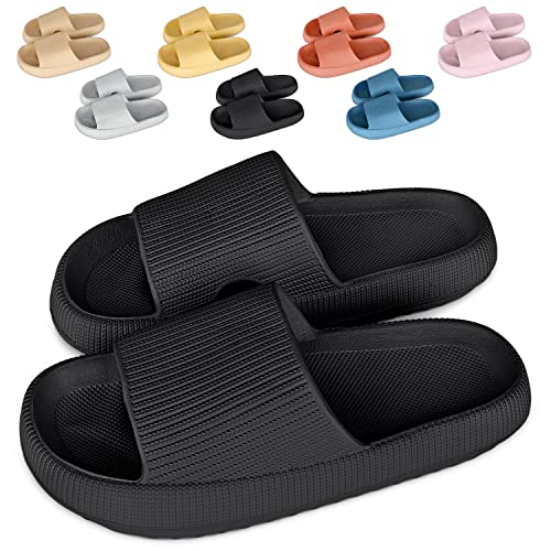 Cozislides Original Cosify Wolken Slipper Cloudyzz Schlappen Super Weiche Airfloppy Hausschuhe Rutschfeste Pantoletten Unisex Badelatschen Offener Zehentranner Sommer Flip Flops black 42/43 von SHAINE