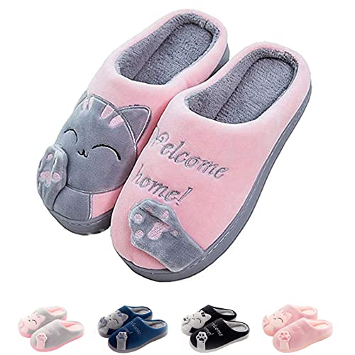 SHAINE Hausschuhe Damen Winter Herren Baumwolle Katze Pantoffeln Warme Plüsch Hausschuhe Unisex Weiche Bequeme rutschfeste Cozy Slippers Rosa 38/39 SHAINE Hausschuhe Damen Winter Herren Baumwolle Katze Pantoffeln Warme Plüsch Hausschuhe Unisex Weiche Bequeme rutschfeste Cozy Slippers Rosa 38/39 von SHAINE