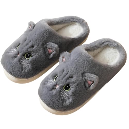 SHAINE Hausschuhe Damen Winter Herren Baumwolle Katze Pantoffeln Warme Plüsch Hausschuhe Unisex Weiche Bequeme rutschfeste Cozy Slippers SHAINE Hausschuhe Damen Winter Herren Baumwolle Katze Pantoffeln Warme Plüsch Hausschuhe Unisex Weiche Bequeme rutschfeste Cozy Slippers von SHAINE