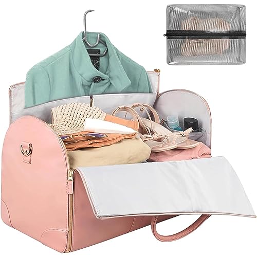 SHAIRMB Damen HandgepäCk-Kleidertasche, Leder-Reisetasche, Weekender-Taschen GroßE Reisetasche Mit Schuhbeutel, 2-In-1-HäNgekoffer Anzug-Reisetaschen, Zusammenklappbares,Rosa,1pcs SHAIRMB Damen HandgepäCk-Kleidertasche, Leder-Reisetasche, Weekender-Taschen GroßE Reisetasche Mit Schuhbeutel, 2-In-1-HäNgekoffer Anzug-Reisetaschen, Zusammenklappbares,Rosa,1pcs von SHAIRMB