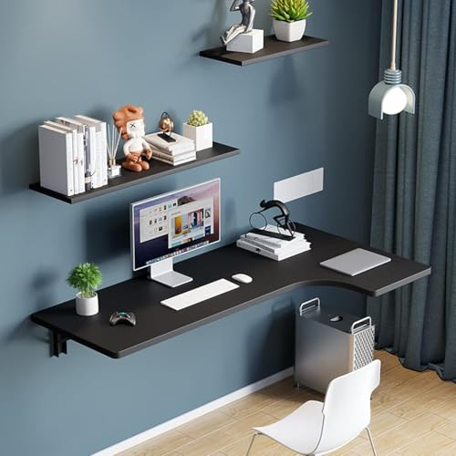 SHAIRMB An Der Wand Montierter Eckschreibtisch In L-Form, Ecktisch FüR Das Homeoffice, Schwebender Laptop-Schreibtisch, Herunterklappbar, An Der Wand Montierter Schreibtisch,A,100 * 70 * 50 * 35cm von SHAIRMB