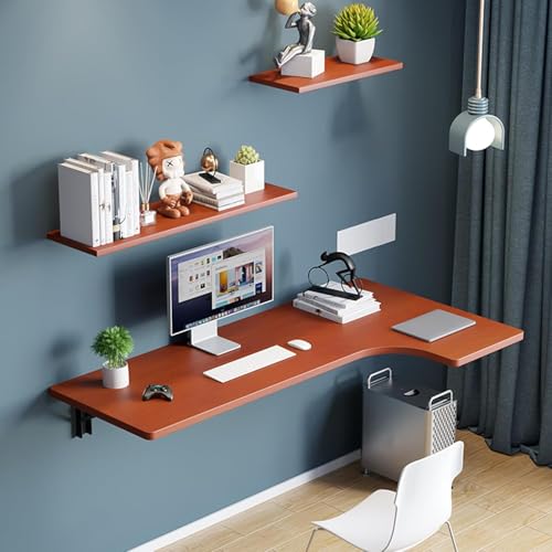 SHAIRMB An Der Wand Montierter Eckschreibtisch In L-Form, Ecktisch FüR Das Homeoffice, Schwebender Laptop-Schreibtisch, Herunterklappbar, An Der Wand Montierter Schreibtisch,C,70 * 50 * 30 * 25cm von SHAIRMB