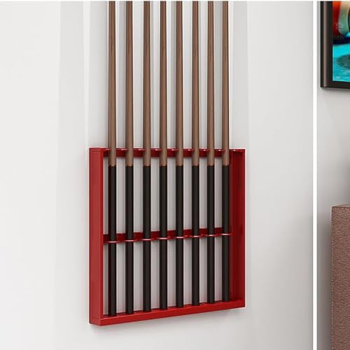 SHAIRMB An Der Wand Zu Montierender Billardqueue-StäNder, Metall-Billardqueue-Halter Mit Doppellagigem U-FöRmigen Kartenschlitz, Billardqueue-StäNder, Holz-Billardqueue-StäNder,Rot,40x6x50cm von SHAIRMB