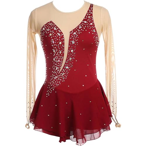 SHAIRMB Langarmshirt für Damen Eiskunstlaufkleid, Gymnastik-Jersey-Kleid, Ballett-Tutu Rock Tanzbekleidung, Tägliches Tragen Eiskunstlaufkleid, Wettkampf-Eislaufbekleidung,Burgundy,XL SHAIRMB Langarmshirt für Damen Eiskunstlaufkleid, Gymnastik-Jersey-Kleid, Ballett-Tutu Rock Tanzbekleidung, Tägliches Tragen Eiskunstlaufkleid, Wettkampf-Eislaufbekleidung,Burgundy,XL von SHAIRMB