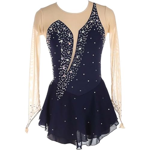 SHAIRMB Langarmshirt für Damen Eiskunstlaufkleid, Gymnastik-Jersey-Kleid, Ballett-Tutu Rock Tanzbekleidung, Tägliches Tragen Eiskunstlaufkleid, Wettkampf-Eislaufbekleidung,Navy Blue,L SHAIRMB Langarmshirt für Damen Eiskunstlaufkleid, Gymnastik-Jersey-Kleid, Ballett-Tutu Rock Tanzbekleidung, Tägliches Tragen Eiskunstlaufkleid, Wettkampf-Eislaufbekleidung,Navy Blue,L von SHAIRMB