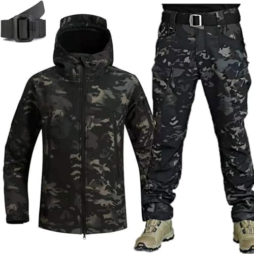 SHAIRMB Taktische Jacke für Herren und Kampfhosen Satz, Militärische Taktik Kampfuniform, Wasserdicht Softshell-Jacke Hose, Jagd ACU-Militäruniform, Kleidung jagen,Camouflage b,L SHAIRMB Taktische Jacke für Herren und Kampfhosen Satz, Militärische Taktik Kampfuniform, Wasserdicht Softshell-Jacke Hose, Jagd ACU-Militäruniform, Kleidung jagen,Camouflage b,L von SHAIRMB