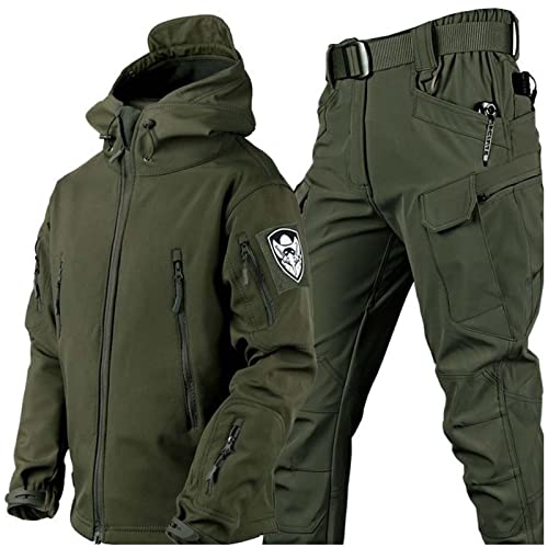 SHAIRMB Taktische Jacke für Herren und Kampfhosen Satz, Militärische Taktik Kampfuniform, Wasserdicht Softshell-Jacke Hose, Jagd ACU-Militäruniform, Kleidung jagen,Grün,M SHAIRMB Taktische Jacke für Herren und Kampfhosen Satz, Militärische Taktik Kampfuniform, Wasserdicht Softshell-Jacke Hose, Jagd ACU-Militäruniform, Kleidung jagen,Grün,M von SHAIRMB