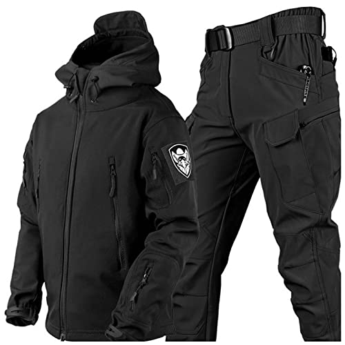 SHAIRMB Taktische Jacke für Herren und Kampfhosen Satz, Militärische Taktik Kampfuniform, Wasserdicht Softshell-Jacke Hose, Jagd ACU-Militäruniform, Kleidung jagen,Schwarz,L SHAIRMB Taktische Jacke für Herren und Kampfhosen Satz, Militärische Taktik Kampfuniform, Wasserdicht Softshell-Jacke Hose, Jagd ACU-Militäruniform, Kleidung jagen,Schwarz,L von SHAIRMB