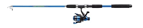 Shakespeare Firebird Tele Spinnrute and Rolle Combo - Teleskopische, tragbare Angelausrüstung - Vorbespult mit Schnur, bereit zum Angeln, Blue/Black Shakespeare Firebird Tele Spinnrute and Rolle Combo - Teleskopische, tragbare Angelausrüstung - Vorbespult mit Schnur, bereit zum Angeln, Blue/Black von SHAKESPEARE