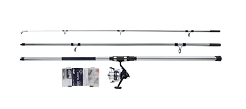 Shakespeare Salt Surf Slayer Combo Set, Angelrute und Rolle Combo, Spinning Combo inklusive Hartschalenkoffer, Ködern und Endgerät, Meer - Surfcasting Angeln, Blau & Weiß, 4,20 m | 112-170 g von SHAKESPEARE