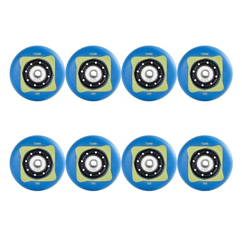SHANRROW 8Er-Pack Inline Räder, Härte 83A, 64 Mm, 68 Mm, 70 Mm, 72 Mm, 80 Mm, Mit MG608 Lagern, Inline Ersatzräder,Blau,68MM von SHANRROW