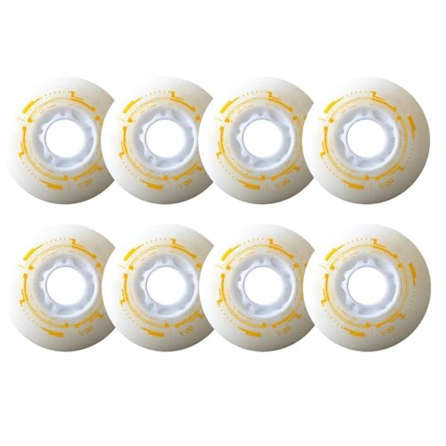 SHANRROW 8Er-Pack Inline Skate LED Leuchträder, 90 A, Leuchtende Inline Skate Räder, 72 Mm, 76 Mm, 80 Mm, Leuchtende Blitz Inline Skate Ersatzräder,Gelb,72mm von SHANRROW
