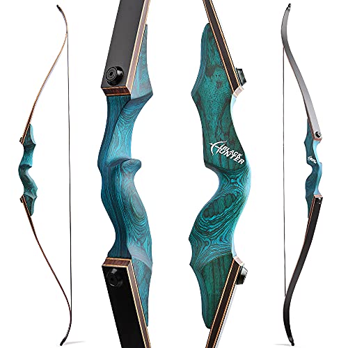 60 Zoll Bogenschießen Takedown Recurve Bogen und Pfeile Set Traditioneller Jagdbogen Erwachsener Holz Bogen Griff 20-60lbs Longbogen für Rechtshand Bogensport (25lbs, Blau) von SHARROW