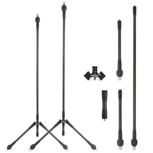 Bogenschießen Bogen Stabilisator Balance Bar Set 30" 28" Hauptstange 12" 10" Seitenstange 5" 4" Extender Carbon Stoßdämpfer Dämpfung für Wettkampf Recurve Compoundbogen (Schwarz, 28 Zoll/40 Grad) von SHARROW