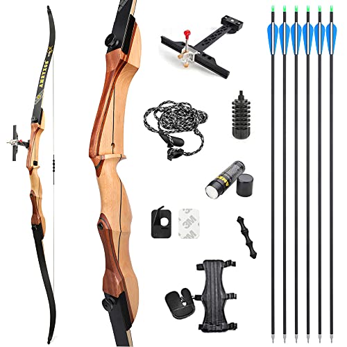 Bogenschießen Takedown Recurve Bogen und Pfeile Set 66/68/70 Zoll Erwachsene Wettbewerb Bogen 14-40lbs Sportbogen Langbogen für Jugend Erwachsene Outdoor Training Schießen (30lbs/68, Schwarz) von SHARROW