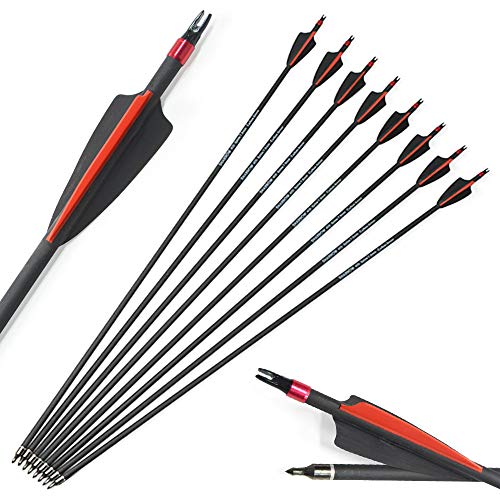 SHARROW 12 Stück Carbonpfeile 30 Zoll Bogen Pfeile Jagdpfeile für Bogen Spine 400 Carbon Pfeile für Recurve Compound Bogen (Typ 1) SHARROW 12 Stück Carbonpfeile 30 Zoll Bogen Pfeile Jagdpfeile für Bogen Spine 400 Carbon Pfeile für Recurve Compound Bogen (Typ 1) von SHARROW