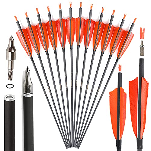SHARROW 33 Zoll Carbon Pfeile für Bogenschießen Carbonpfeil Spine 400 Jagd Pfeile Carbon Jagdpfeile mit 4 Zoll Natürliche Federn Pfeile für Pfeil Bogen Recurvebogen Compoundbogen Jagd (orange, 12p) SHARROW 33 Zoll Carbon Pfeile für Bogenschießen Carbonpfeil Spine 400 Jagd Pfeile Carbon Jagdpfeile mit 4 Zoll Natürliche Federn Pfeile für Pfeil Bogen Recurvebogen Compoundbogen Jagd (orange, 12p) von SHARROW