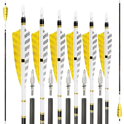 SHARROW 6/12P 100% Reines Carbon Pfeile 32 Zoll Pfeile für Bogenschießen Spine 250-600 Zielbogenschießen Jagdpfeile mit 4 Zoll Natürlich Federn Pfeile für Recurvebogen Compoundbogen (Sp 500, 6Pcs) SHARROW 6/12P 100% Reines Carbon Pfeile 32 Zoll Pfeile für Bogenschießen Spine 250-600 Zielbogenschießen Jagdpfeile mit 4 Zoll Natürlich Federn Pfeile für Recurvebogen Compoundbogen (Sp 500, 6Pcs) von SHARROW