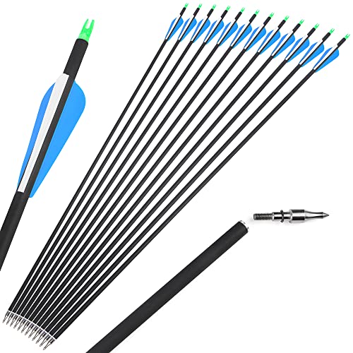 SHARROW 6/12pcs 32 Zoll Gemischter Carbonpfeil Spine 500 Archery Carbon Arrows Jagdpfeile Kohlenstoff Pfeile für Compound und Recurve Bogen Bogenschießen Jagd (12Pcs, Blau) von SHARROW