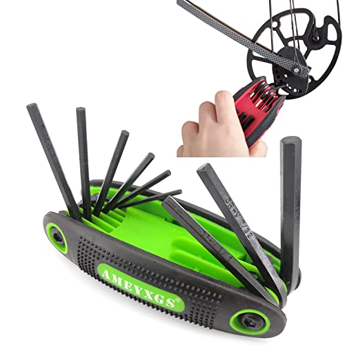 SHARROW Bogenschießen Inbusschlüssel Werkzeugsatz 9 in 1 Universal Multi-Wrench Klappsechskantschlüssel Schraubenschlüssel Set Zoll Reparaturwerkzeug für Recurvebogen Compoundbogen Jagdzubehör (Grün) SHARROW Bogenschießen Inbusschlüssel Werkzeugsatz 9 in 1 Universal Multi-Wrench Klappsechskantschlüssel Schraubenschlüssel Set Zoll Reparaturwerkzeug für Recurvebogen Compoundbogen Jagdzubehör (Grün) von SHARROW