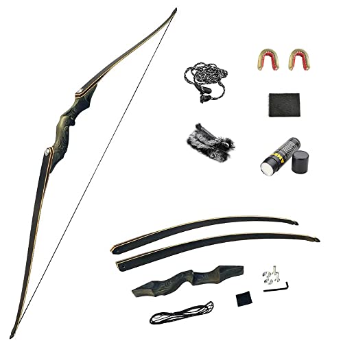 SHARROW Bogenschießen Takedown Langbogen Jagd Recurve Bogen 60 Zoll Traditioneller Jagdbogen Longbow Erwachsener Holz Bogen Griff 25-60lbs Rechte Linke Hand (25lbs, Rechte Hand) von SHARROW