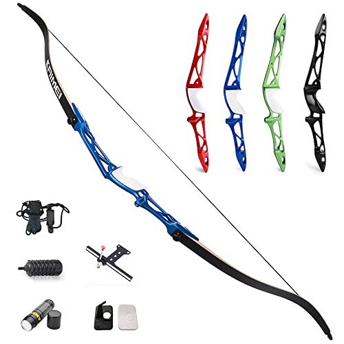 SHARROW Bogenschießen Takedown Recurve Bogen 66/68/70 Zoll Jagdbogen Zielübung Wettbewerb Bogen Aluminiumlegierung Riser 12lbs-40lbs Rechte Hand Recurvebogen (70"/32lbs, Blau) von SHARROW