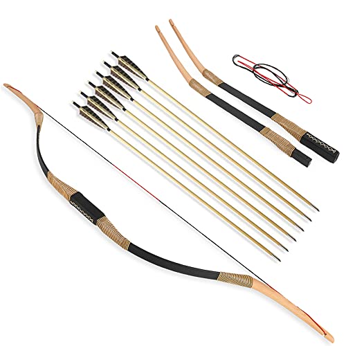 Bogenschießen Takedown Traditioneller Recurve Bogen Mongolischer Bogen Reiterbogen Langbogen Handgemacht Holzbogen 20-40lbs Sportbogen Jagdbogen für Erwachsene (Typ 2, 25lbs) von SHARROW