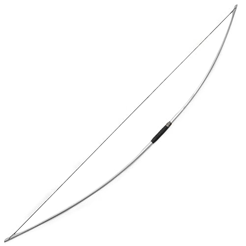 SHARROW Bogenschießen Traditioneller Langbogen Einteiliger Englischer Longbow Jagdpraxis Recurvebogen Pferdebogen 25-150lbs Taktischer Überlebensbogen für Erwachsene Outdoor Sport (Silber, 140lbs) von SHARROW