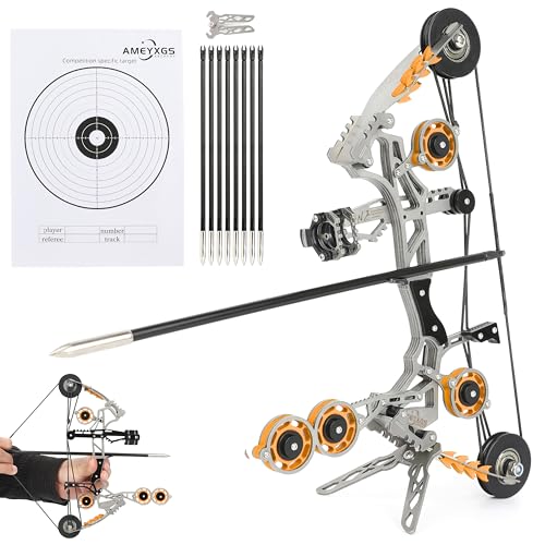 SHARROW Compoundbogen und Pfeile Set, Bogen mit 8 Pfeilen, Zielscheibe und Ständer für Erwachsene Bogenschießen Indoor & Outdoor (Orange) von SHARROW