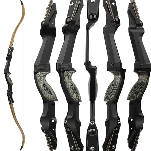 SHARROW Recurvebogen Set Erwachsene 30-65Lbs ILF Bogen Riser Wettbewerbsbogen BogenschießEn Set Jagdbogen Recurve Bogen Links Rechtshänder (Holzfarbe-Rechtshänder, 60Zoll-65LBS) von SHARROW