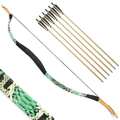 Traditioneller Bogen Recurve Bogen und Pfeile Set Langbogen 20-50lbs Handgemacht Holzbogen Reiterbogen Sportbogen Jagdbogen für Erwachsene und Anfänger (20lbs, Grün) von SHARROW